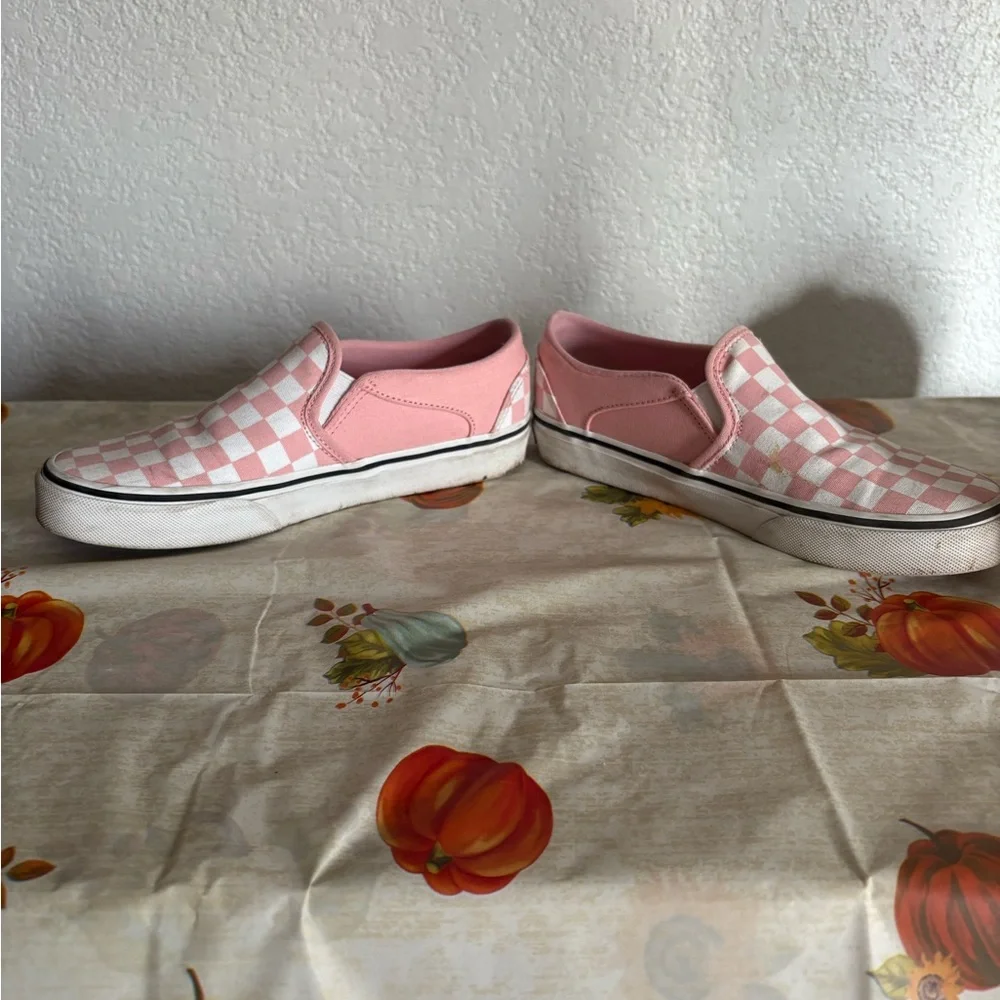Vans Pink and White Checkered Sneakers - Picture 3 of 4